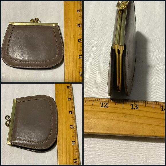 Gucci Vintage Mini Brown Leather GG Clasp lock Purse Coin Case - Picture 15 of 16